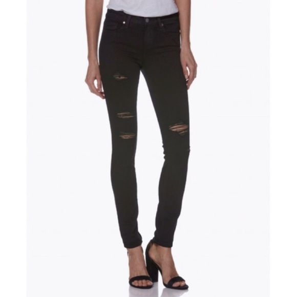 PAIGE Black Verdugo Ultra Skinny Destroyed Black Jeans, Size 27 - Picture 2 of 8